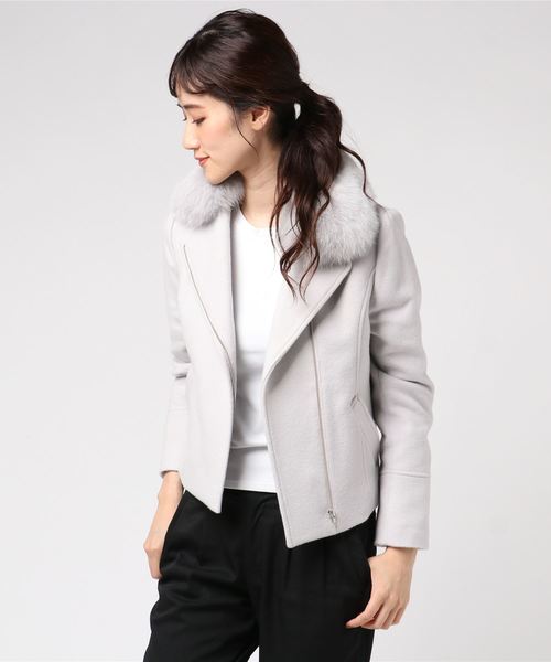 ー品販売 Apuweiser Riche ファー衿ウールライダース ライダースジャケット