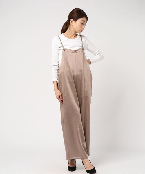 flower(フラワー)の「メタリックロンパース(ジャンパースカート・レディース・ベージュ/カーキ・FREE)」の6枚目の写真