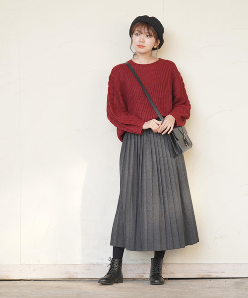 rps（アールピーエス）の「プリーツスカート（スカート・レディース・チャコールグレー/ダークグリーン/オフホワイト/ボルドー/グレー系その他/ブラック・M）」の19枚目の写真