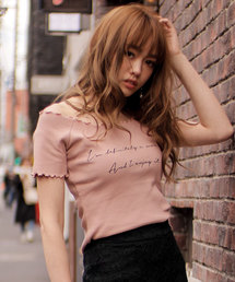 LIPSERVICE | メッセージオフショルリブTシャツ(Tシャツ/カットソー)