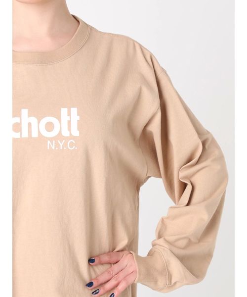 schott（ショット）の「Schott別注ロングスリーブTee（Tシャツ/カットソー・レディース・ブラック/ベージュ/オフホワイト・FREE）」の8枚目の写真
