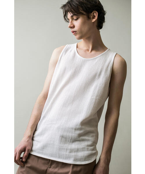 MONKEY TIME（モンキータイム）の「＜monkey time＞ BSKT/MESH LONG TANKTOP/タンクトップ（Tシャツ/カットソー・メンズ・ホワイト/ブラウン/ライム・S/M/L）」の11枚目の写真