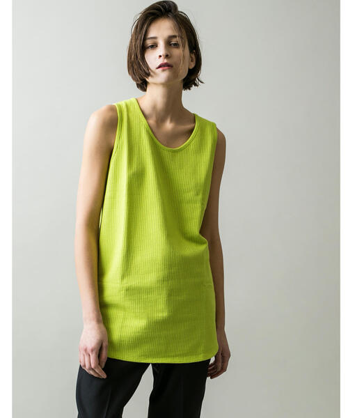 MONKEY TIME（モンキータイム）の「＜monkey time＞ BSKT/MESH LONG TANKTOP/タンクトップ（Tシャツ/カットソー・メンズ・ホワイト/ブラウン/ライム・S/M/L）」の5枚目の写真