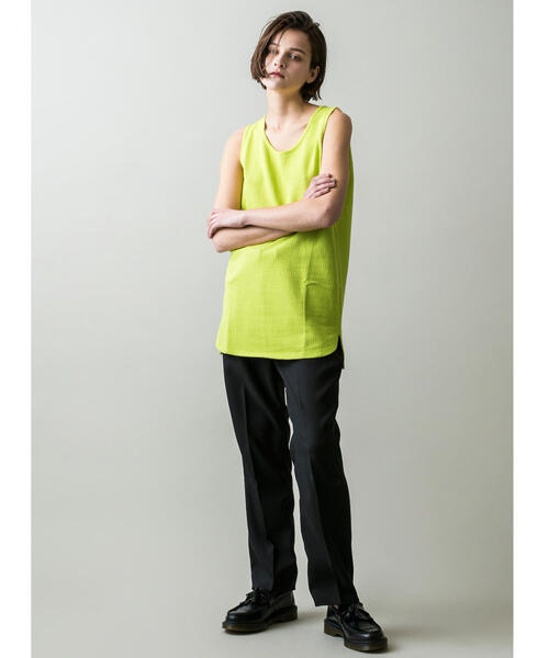 MONKEY TIME（モンキータイム）の「＜monkey time＞ BSKT/MESH LONG TANKTOP/タンクトップ（Tシャツ/カットソー・メンズ・ホワイト/ブラウン/ライム・S/M/L）」の8枚目の写真