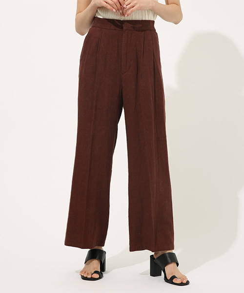 AZUL by moussy(アズールバイマウジー)の「LINEN WIDE PANTS / リネンワイドパンツ(その他パンツ・レディース・ブラウン/ベージュ系その他・SMALL/MEDIUM)」の2枚目の写真