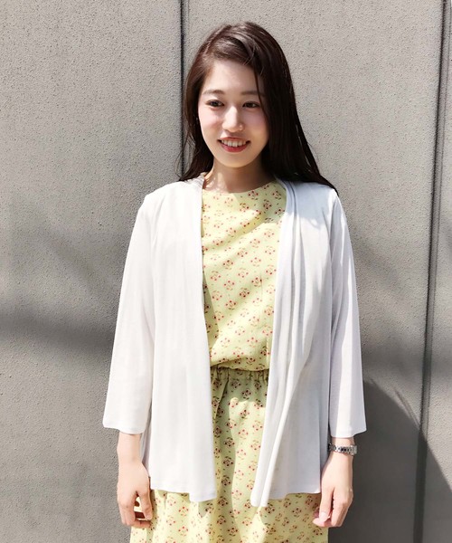 DECOY SINCE 1981（デコイシンスイチキュウハチイチ）の「【ひやさらコットンシリーズ】ショートカーディガン（カーディガン/ボレロ・レディース・ベージュ/ネイビー/カーキ・LL/M size/L size）」の2枚目の写真