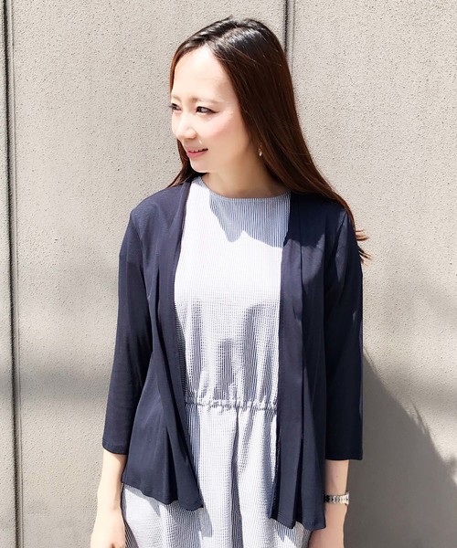 DECOY SINCE 1981（デコイシンスイチキュウハチイチ）の「【ひやさらコットンシリーズ】ショートカーディガン（カーディガン/ボレロ・レディース・ベージュ/ネイビー/カーキ・LL/M size/L size）」の3枚目の写真