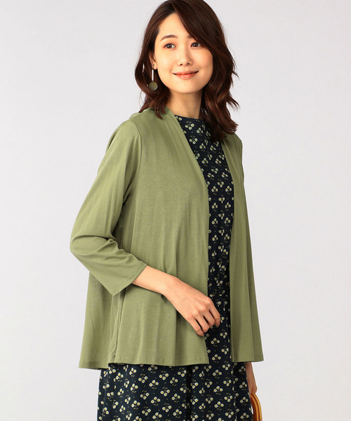 DECOY SINCE 1981（デコイシンスイチキュウハチイチ）の「【ひやさらコットンシリーズ】ショートカーディガン（カーディガン/ボレロ・レディース・ベージュ/ネイビー/カーキ・LL/M size/L size）」の14枚目の写真