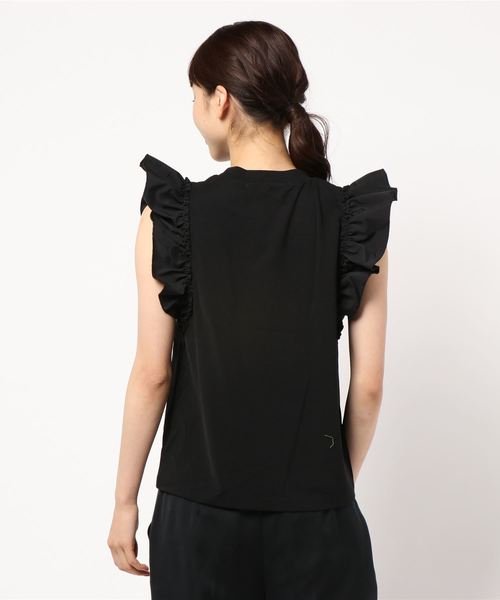 KOBE LETTUCE（コウベレタス）の「ショルダーフリルノースリーブトップス（Tシャツ/カットソー・レディース・オフホワイト/ライトベージュ/ブラウン/ブラック・FREE）」の6枚目の写真