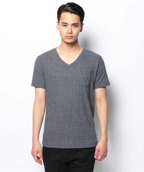 WEGO(ウィゴー)の「WEGO/ジャガードVネックTシャツ(Tシャツ/カットソー・メンズ・ネイビー/ライトピンク/ダークグレー/サックスブルー・LARGE/MEDIUM)」の7枚目の写真