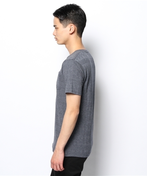 WEGO(ウィゴー)の「WEGO/ジャガードVネックTシャツ(Tシャツ/カットソー・メンズ・ネイビー/ライトピンク/ダークグレー/サックスブルー・LARGE/MEDIUM)」の8枚目の写真