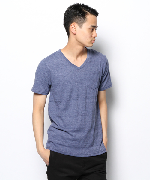 WEGO(ウィゴー)の「WEGO/ジャガードVネックTシャツ(Tシャツ/カットソー・メンズ・ネイビー/ライトピンク/ダークグレー/サックスブルー・LARGE/MEDIUM)」の13枚目の写真