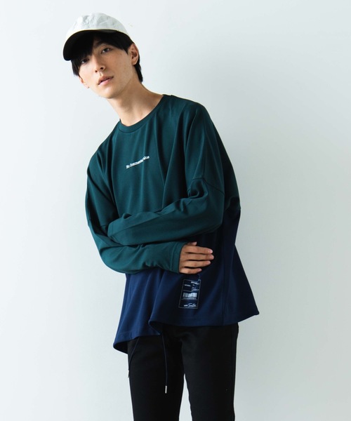 WEGO(ウィゴー)の「WEGO/バイカラードルマンビッグシルエットプルオーバースウェット(スウェット)」|ダークグリーン