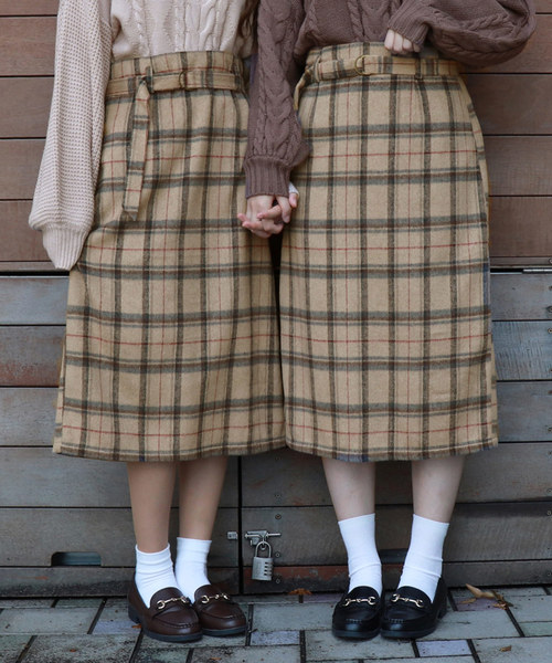 PairPair(ペアペア)の「コーデュロイ&チェック柄アソートベルト付ナロースカート(スカート・レディース・ベージュ/ネイビー/アイボリー/その他・FREE)」の3枚目の写真