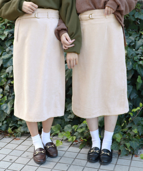 PairPair(ペアペア)の「コーデュロイ&チェック柄アソートベルト付ナロースカート(スカート・レディース・ベージュ/ネイビー/アイボリー/その他・FREE)」の2枚目の写真