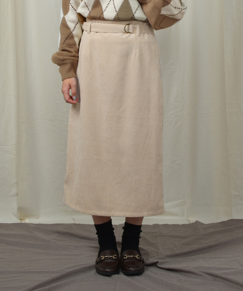 PairPair(ペアペア)の「コーデュロイ&チェック柄アソートベルト付ナロースカート(スカート・レディース・ベージュ/ネイビー/アイボリー/その他・FREE)」の5枚目の写真