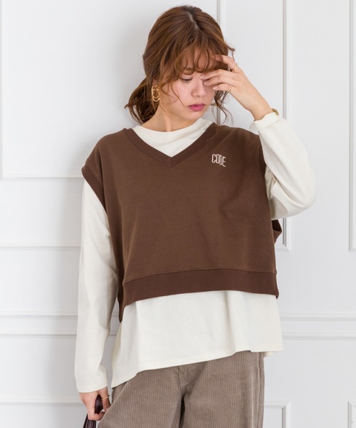 SpRay(スプレイ)の「ベストSETシャツ(Tシャツ/カットソー・レディース・ブラック/ブラウン/グリーン/パープル・FREE)」の3枚目の写真