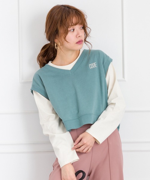 SpRay(スプレイ)の「ベストSETシャツ(Tシャツ/カットソー・レディース・ブラック/ブラウン/グリーン/パープル・FREE)」の4枚目の写真