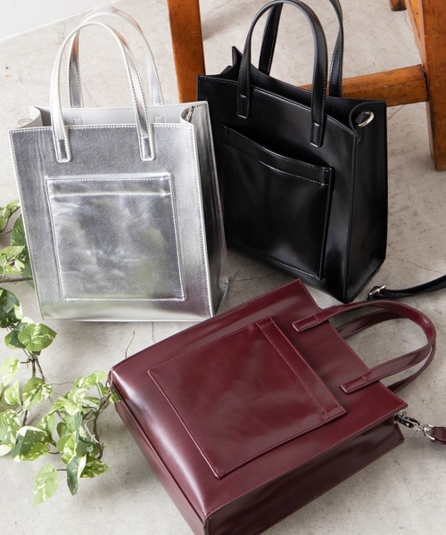 WEGO（ウィゴー）の「WEGO/2wayフェイクレザーポケットショルダー付きトートバッグ（トートバッグ・レディース・ブラック/ワイン/シルバー/その他5/その他1/その他3/その他4/その他2・FREE）」の19枚目の写真