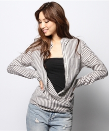 goa | ｺｯﾄﾝﾘﾈﾝｽﾄﾗｲﾌﾟﾎﾞﾀﾝｶｼｭｸｰﾙｼｬﾂ(シャツ/ブラウス)