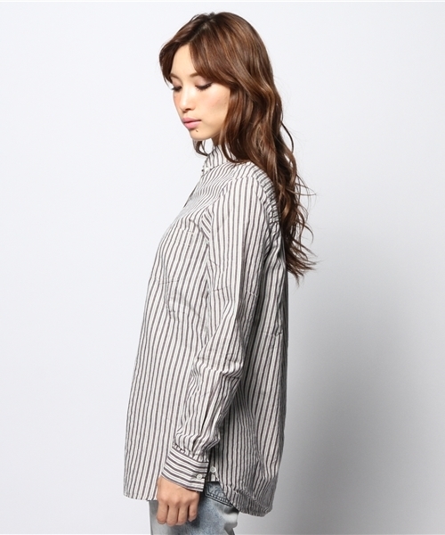 goa（ゴア）の「ｺｯﾄﾝﾘﾈﾝｽﾄﾗｲﾌﾟﾎﾞﾀﾝｶｼｭｸｰﾙｼｬﾂ（シャツ/ブラウス・レディース・アイボリー・FREE）」の5枚目の写真