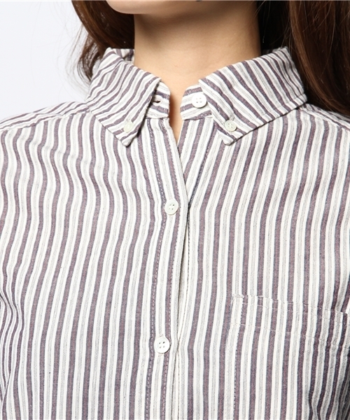 goa（ゴア）の「ｺｯﾄﾝﾘﾈﾝｽﾄﾗｲﾌﾟﾎﾞﾀﾝｶｼｭｸｰﾙｼｬﾂ（シャツ/ブラウス・レディース・アイボリー・FREE）」の8枚目の写真