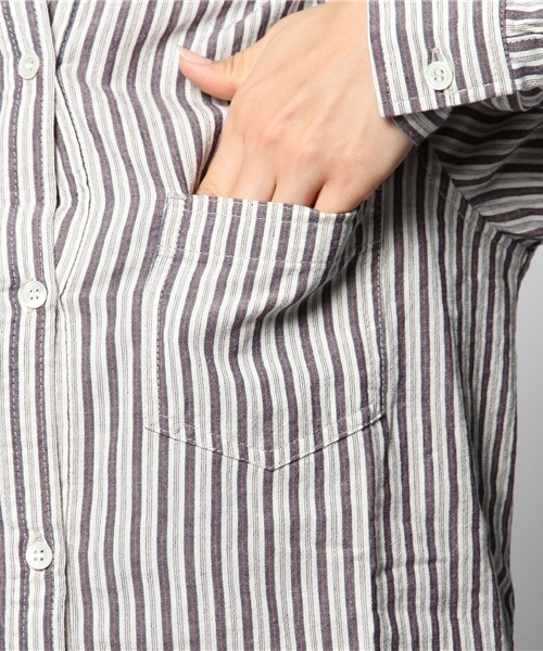 goa（ゴア）の「ｺｯﾄﾝﾘﾈﾝｽﾄﾗｲﾌﾟﾎﾞﾀﾝｶｼｭｸｰﾙｼｬﾂ（シャツ/ブラウス・レディース・アイボリー・FREE）」の10枚目の写真