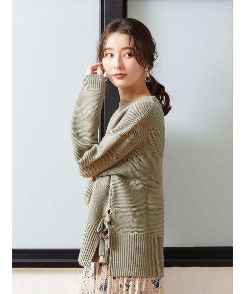 Green　Parks（グリーンパークス）の「サイドリボンニットプルオーバー　＊★（ニット/セーター・レディース・ブラック/ベージュ/アイボリー/ライトカーキ・FREE）」の16枚目の写真