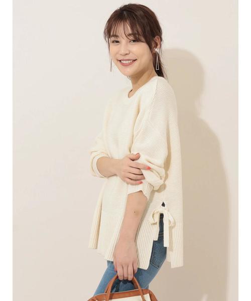 Green　Parks（グリーンパークス）の「サイドリボンニットプルオーバー　＊★（ニット/セーター・レディース・ブラック/ベージュ/アイボリー/ライトカーキ・FREE）」の15枚目の写真