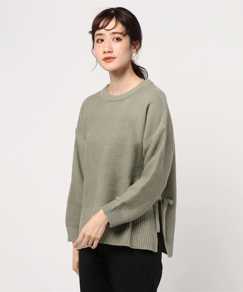 Green　Parks（グリーンパークス）の「サイドリボンニットプルオーバー　＊★（ニット/セーター・レディース・ブラック/ベージュ/アイボリー/ライトカーキ・FREE）」の7枚目の写真