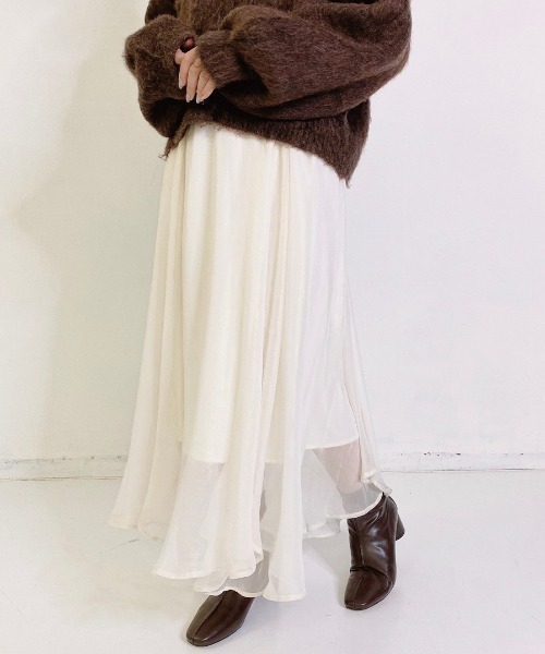 VANNIE U（ヴァニーユー）の「オーロラフレアスカート（スカート・レディース・ホワイト/ライトグリーン/ブルー/ベージュ・FREE）」の2枚目の写真