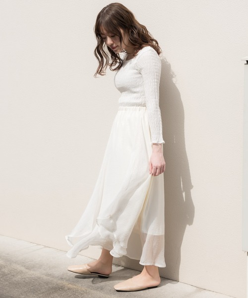 VANNIE U（ヴァニーユー）の「オーロラフレアスカート（スカート・レディース・ホワイト/ライトグリーン/ブルー/ベージュ・FREE）」の13枚目の写真