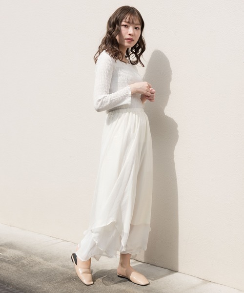 VANNIE U（ヴァニーユー）の「オーロラフレアスカート（スカート・レディース・ホワイト/ライトグリーン/ブルー/ベージュ・FREE）」の15枚目の写真