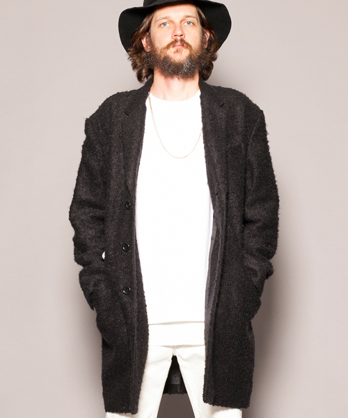 MONKEY TIME(モンキータイム)の「<MT×Chees> ∴ L/INLAY CHESTR/アウター ◆(ステンカラーコート・メンズ・ブラック/ライトグレー・MEDIUM/LARGE)」の1枚目の写真