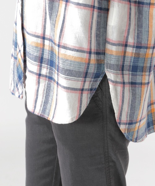 BAYFLOW(ベイフロー)の「リネンチェックシャツ(シャツ/ブラウス・レディース・イエロー/ブルー/グリーン・SMALL/MEDIUM)」の7枚目の写真