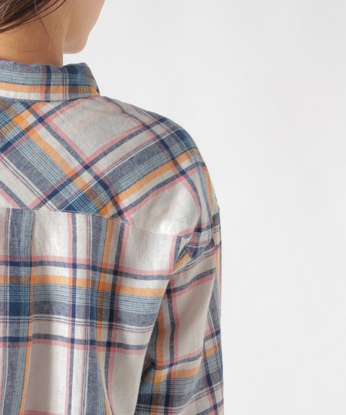 BAYFLOW(ベイフロー)の「リネンチェックシャツ(シャツ/ブラウス・レディース・イエロー/ブルー/グリーン・SMALL/MEDIUM)」の9枚目の写真