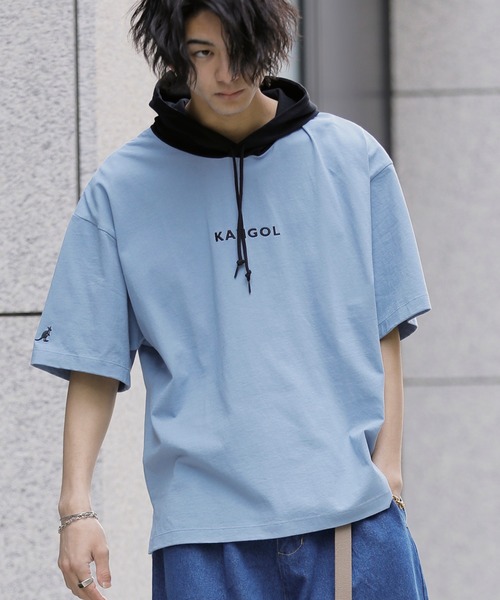 KANGOL(カンゴール)の「【KANGOL×A.S.M コラボ】アメリカンコットン / KANGOL オーバーサイズ ルーズサイズ バックプリント パーカー Tシャツ(5分袖)(パーカー・メンズ・ホワイト/ブラック/ベージュ/ブラック系その他/スモークピンク/ブルー系/ブルー系1/ベージュ系/ベージュ系1・FREE)」の8枚目の写真