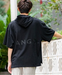 【KANGOL×A.S.M コラボ】アメリカンコットン / KANGOL オーバーサイズ ルーズサイズ バックプリント パーカー Tシャツ(5分袖)