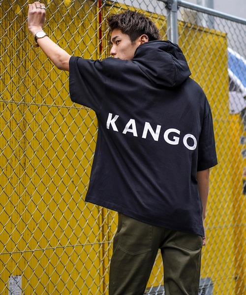 KANGOL(カンゴール)の「【KANGOL×A.S.M コラボ】アメリカンコットン / KANGOL オーバーサイズ ルーズサイズ バックプリント パーカー Tシャツ(5分袖)(パーカー・メンズ・ホワイト/ブラック/ベージュ/ブラック系その他/スモークピンク/ブルー系/ブルー系1/ベージュ系/ベージュ系1・FREE)」の13枚目の写真