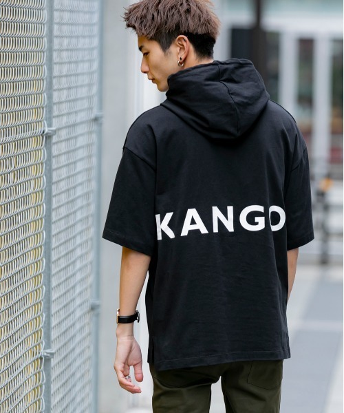 KANGOL(カンゴール)の「【KANGOL×A.S.M コラボ】アメリカンコットン / KANGOL オーバーサイズ ルーズサイズ バックプリント パーカー Tシャツ(5分袖)(パーカー・メンズ・ホワイト/ブラック/ベージュ/ブラック系その他/スモークピンク/ブルー系/ブルー系1/ベージュ系/ベージュ系1・FREE)」の12枚目の写真