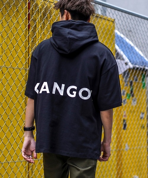 KANGOL(カンゴール)の「【KANGOL×A.S.M コラボ】アメリカンコットン / KANGOL オーバーサイズ ルーズサイズ バックプリント パーカー Tシャツ(5分袖)(パーカー・メンズ・ホワイト/ブラック/ベージュ/ブラック系その他/スモークピンク/ブルー系/ブルー系1/ベージュ系/ベージュ系1・FREE)」の14枚目の写真