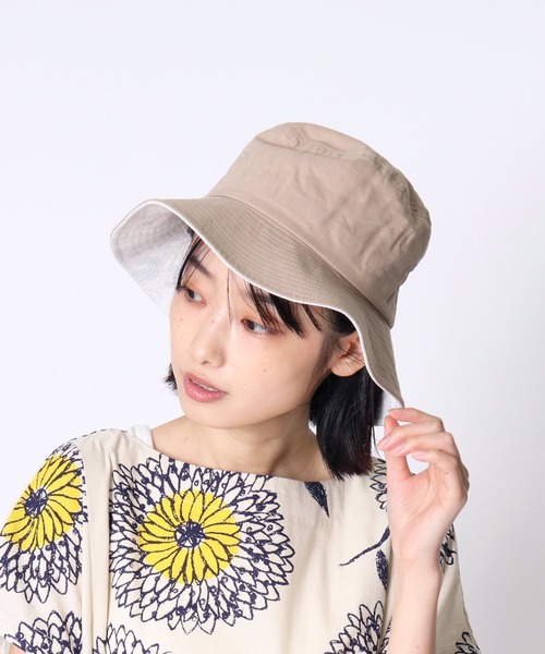 salle de bal（サルデバル）の「▽ ST:UV LONG BRIM BUCKET バケットハット（ハット・レディース・ブラック/オフホワイト/ベージュ/ネイビー/グレー・FREE）」の2枚目の写真