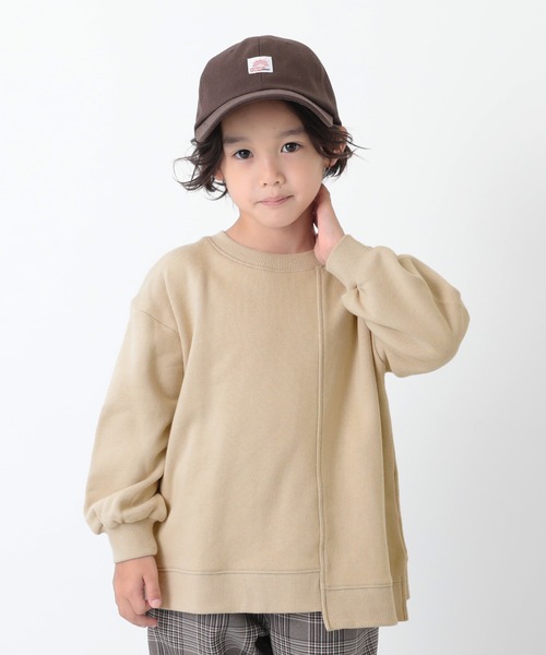 devirock（デビロック）の「BIGシルエット切替スウェットトレーナー（スウェット・キッズ・ホワイト/ブラック/ベージュ/ライトオリーブ/ブルー系その他/パープル系その他・110cm/100cm/120cm/130cm/140cm/150cm/160cm）」の4枚目の写真