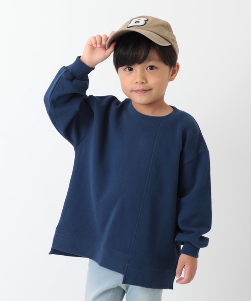 devirock（デビロック）の「BIGシルエット切替スウェットトレーナー（スウェット・キッズ・ホワイト/ブラック/ベージュ/ライトオリーブ/ブルー系その他/パープル系その他・110cm/100cm/120cm/130cm/140cm/150cm/160cm）」の6枚目の写真