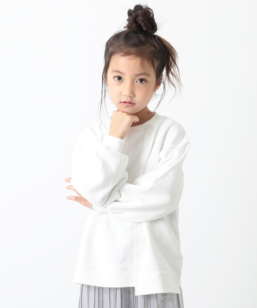 devirock（デビロック）の「BIGシルエット切替スウェットトレーナー（スウェット・キッズ・ホワイト/ブラック/ベージュ/ライトオリーブ/ブルー系その他/パープル系その他・110cm/100cm/120cm/130cm/140cm/150cm/160cm）」の2枚目の写真