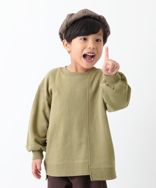 devirock（デビロック）の「BIGシルエット切替スウェットトレーナー（スウェット・キッズ・ホワイト/ブラック/ベージュ/ライトオリーブ/ブルー系その他/パープル系その他・110cm/100cm/120cm/130cm/140cm/150cm/160cm）」の5枚目の写真