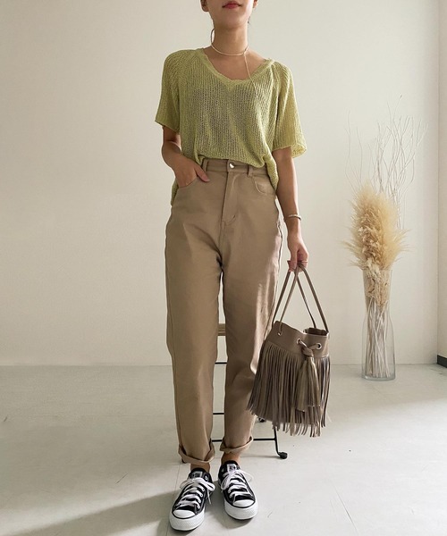 KOBE LETTUCE（コウベレタス）の「ハイウエストテーパードパンツ（その他パンツ・レディース・アイボリー/カーキ/ブラック/ベージュ・M/S）」の10枚目の写真