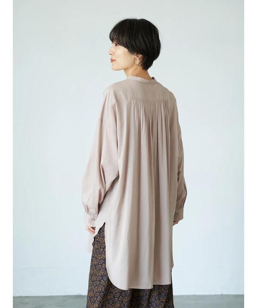 AMERICAN HOLIC（アメリカンホリック）の「シアーバンドカラーラウンドチュニック　＊（Tシャツ/カットソー・レディース・チャコールグレー/ピンク/アイボリー/グレイッシュベージュ・FREE）」の18枚目の写真