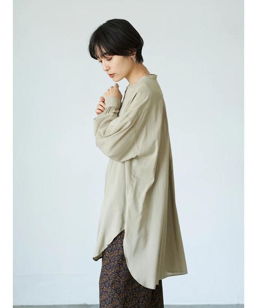 AMERICAN HOLIC（アメリカンホリック）の「シアーバンドカラーラウンドチュニック　＊（Tシャツ/カットソー・レディース・チャコールグレー/ピンク/アイボリー/グレイッシュベージュ・FREE）」の20枚目の写真