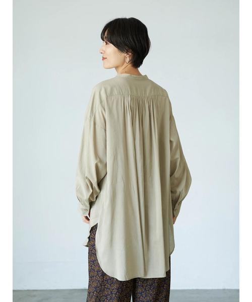 AMERICAN HOLIC（アメリカンホリック）の「シアーバンドカラーラウンドチュニック　＊（Tシャツ/カットソー・レディース・チャコールグレー/ピンク/アイボリー/グレイッシュベージュ・FREE）」の21枚目の写真